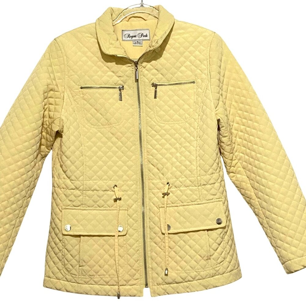 Regent Park Quilted‎ Jacket Womens S Butter Yellow Pastel Academia Old Money